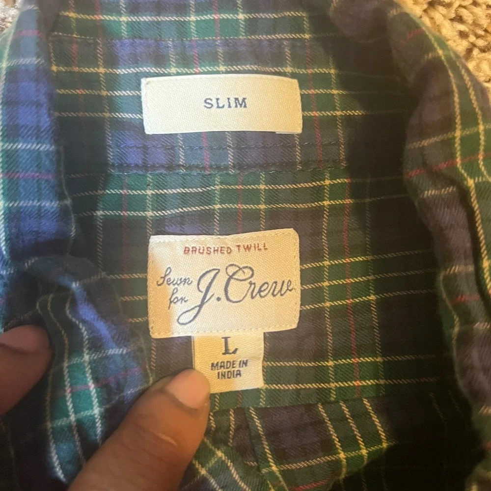 J. Crew Slim Fit Brushed Twill Plaid Button‎ Down Shirt Large
